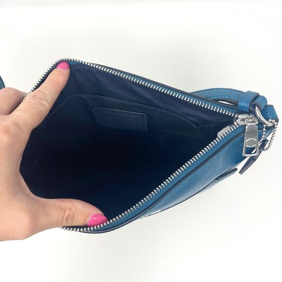 Coach Rowan File Bag Crossbody Purse Deep Turquoise Leather C1556 - Picture 4 of 6